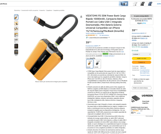 VEEKTOMX PD 30W Power Bank 10000mAh por solo 19,99€