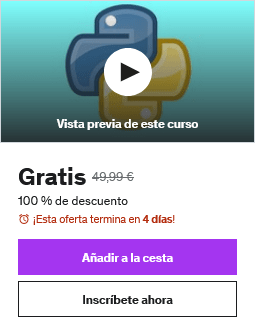 Aprende PYTHON de cero a experto Gratis con Udemy
