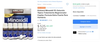 Minoxidil Kirkland 5% Pack 6 envases 60ml por $525 en Mercado Libre