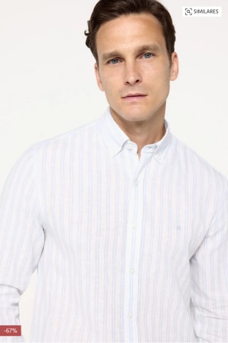 Camisa Pedro del Hierro Lino Rayas Hombre por 17,99€