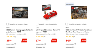 Tot 20% korting op geselecteerde Lego bij Bol