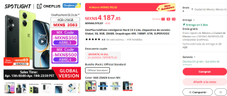 OnePlus Nord CE 3 Lite 256GB por $3,563 en AliExpress