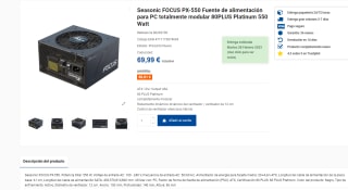 PSU Seasonic Focus 550w plus platino full modular por solo 66€