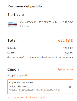 Xiaomi TV A Pro 2025 75" Smart TV 4K QLED, Google TV, Control por Voz por 655,18€