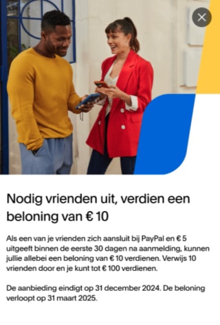 PayPal Vriendencode: deel 10 euro en verdien 10 euro