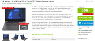 HP VICTUS 15-fa1035nd Gaming Laptop voor €999 bij Megekko