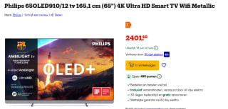 Philips 65OLED910/12 tv 165,1 cm (65") 4K Ultra HD voor €2.401,46 bij Bol