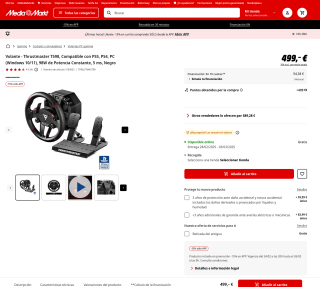 Volante Thrustmaster T598 Compatible 98W de Potencia Constante 5 ms Negro por 424,15€