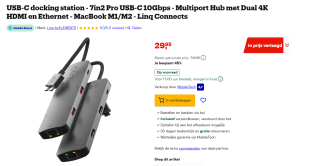 USB-C docking station - 7in2 Pro USB-C 10Gbps voor €29,95 bij Bol