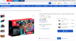 Console da Nintendo, modelo Switch Mario Kart 8 Deluxe de 32GB - R$ 1.999,90