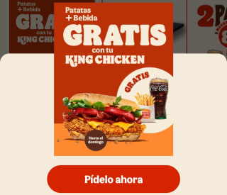 Gratis patatas+bebidas con tu King chicken