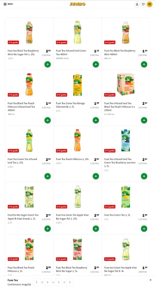 Fuze Tea Alle soorten4 verpakkingen 2+2 Gratis bij Jumbo