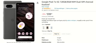 Google Pixel 7a - Smartphone - 128GB - Zwart - Dual Sim voor €399 bij Amazon