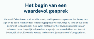 Gratis kaartspel Kiezen & Delen gesprekskaarten over leven, dood en ziekte)