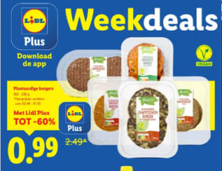 Diverse plantaardige burgers voor €0,99 bij de Lidl