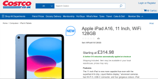 Apple iPad A16 11" WiFi 128GB Silver for £299.98