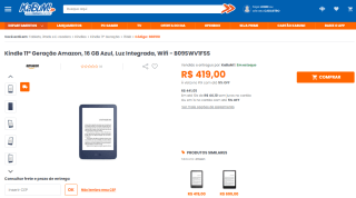 Amazon Kindle de 11ª Geração de 16GB - R$ 419