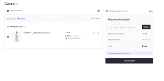 Botella de 1L de Bombay London Dry Gin por 8.39€