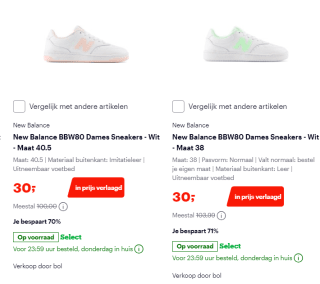 New Balance dames sneakers voor €30 bij Bol