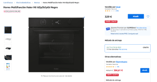 Horno Multifunción Haier H6ID2P5B3YTB 3300W 78L 12 funciones por 329€
