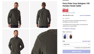 Forro Polar Caza Solognac 100 Hombre Verde Calido por 11,99€