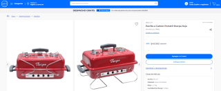 Parrilla a carbón BBQ Grill Sherpa roja portátil por $49.990
