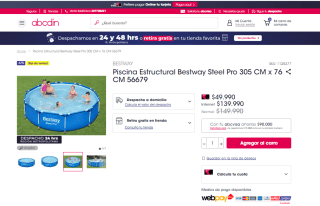 Piscina Estructural Bestway Steel Pro 305 x 76 cm por $49.990