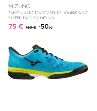 Zapatillas de Padel de Hombre Mizuno WAVE EXCEED TOUR 5CC por 60€