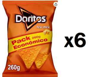 6 Bolsas de Doritos Tex Mex Sabor a Queso de 260g por 9.86€