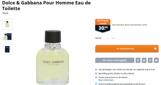 Dolce & Gabbana Pour Homme Eau de Toilette 75ml voor €30 bij Trekpleister