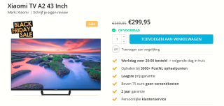 43 Inch Xiaomi TV A2 voor €299,95 bij Techpunt