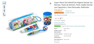 Super Mario Set Infantil con Neceser, Pasta de Dientes 75ml, Cepillo Dental y Vaso por 5,99€