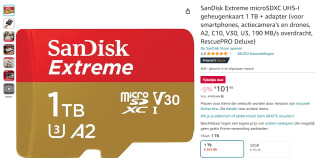 SanDisk Extreme microSDXC 1 TB voor €103,71 bij Amazon DE