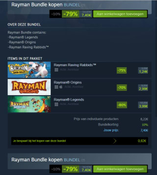Rayman Bundel voor €7,40 via Steam