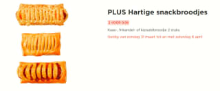 Hartige snackbroodjes 2 voor €0,99 bij de Plus