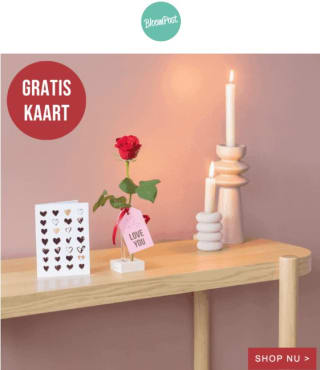 Gratis kaart bij je valentijnscadeau bij Bloompost