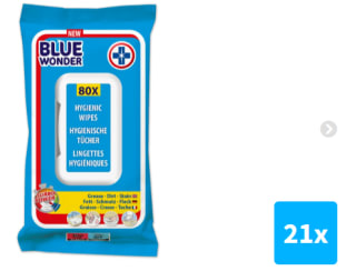Blue Wonder hygiënische doekjes 21 stuks met 80 doekjes voor €19,99 bij de Plein