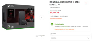 Consola Xbox Serie X 1TB + Diablo IV por $8,499 en Linio con PayPal