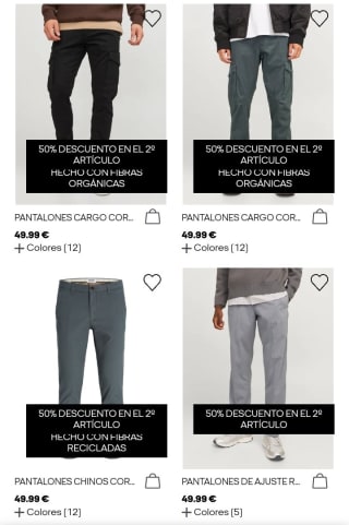 -50% en la Segunda Unidad Pantalones en Jack & Jones para socios.