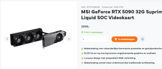 MSI GeForce RTX 5090 32G Suprim Liquid SOC Videokaart voor €3.599 bij Uwgamespecialist