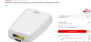 Depiladora IPL Silk'n Jewel LUXX 200.000 pulsaciones por 48.99€