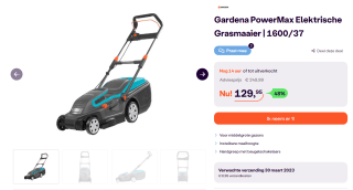 GARDENA Powermax Elektrische Grasmaaier 1600/37 voor €129,95 bij iBOOD