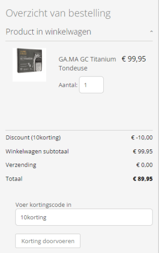 10% korting op bestelling vanaf €75 tot €150 bij Haarpro