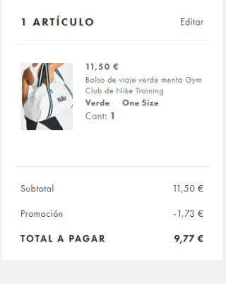 Nike Bolsa de deporte Gym Club training por 9,77€