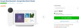 Google Nest Doorbell (batterij) + Google Nest Hub voor €152,99 bij Coolblue