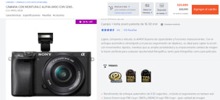 Cámara Sony A6400 + lente 16-50 por $20,899 en Sony