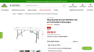 Mesa de jardín NATERIAL por 29,99€