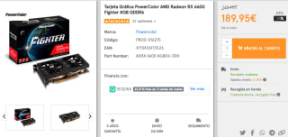 Tarjeta Gráfica PowerColor AMD por 189,95€
