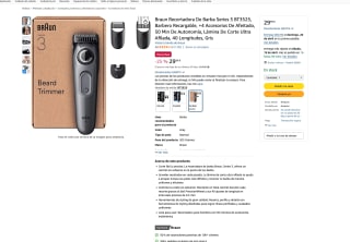 Braun Recortadora de Barba Series 3 BT3525 Recargable +4 Accesorios de Afeitado por solo 29,99€