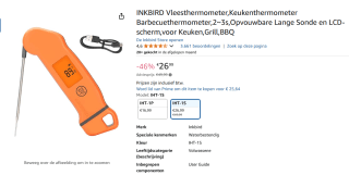 Inkbird Vleesthermometer IHT-1S voor €26,99 bij Amazon
